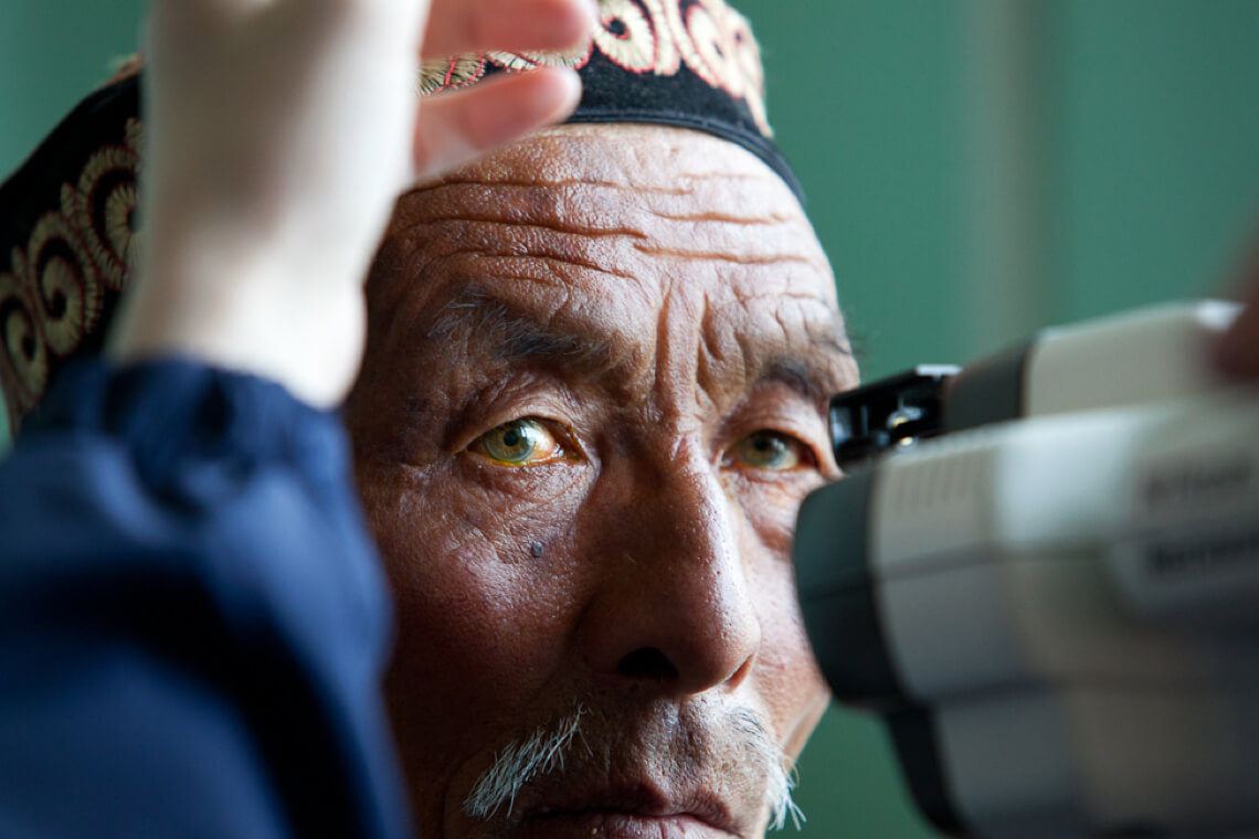 Patient getting an eye exam